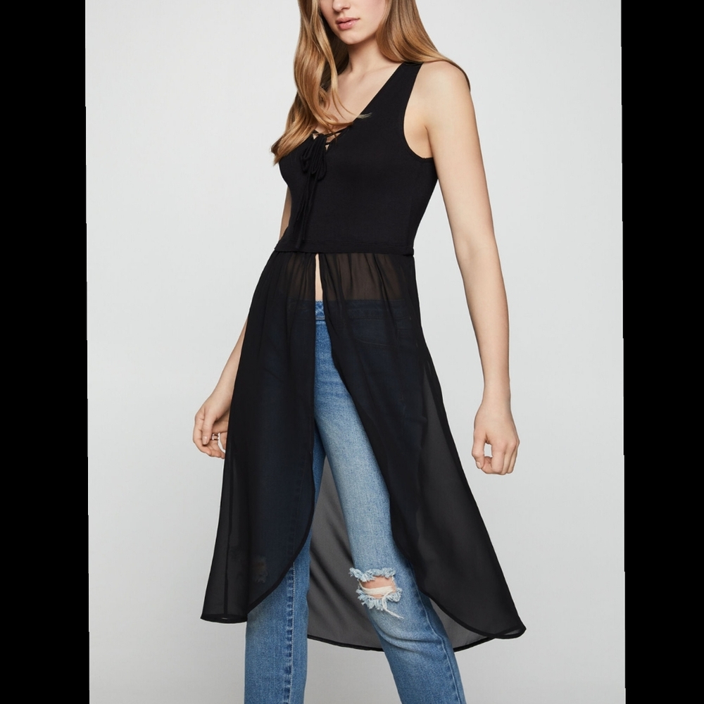 🔥BCBGENERATION Mixed Media Tie Front Top